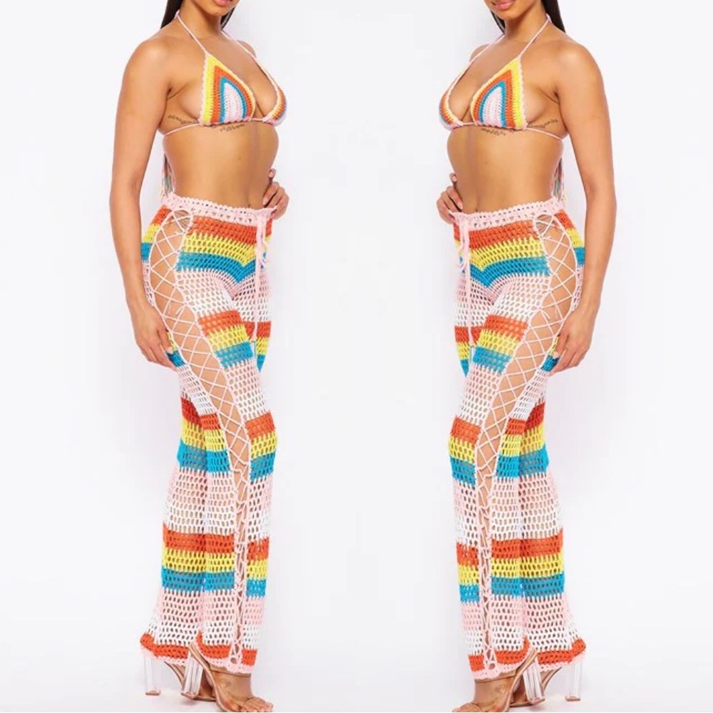 Colorful Crochet Two Piece Set